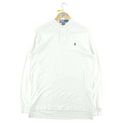 Tweedehands - poloshirt lange mouw heren wit polo ralph lauren - goede staat