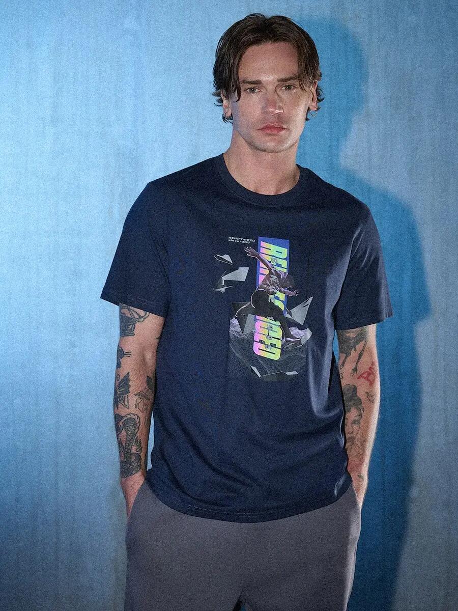 T-shirt regular z nadrukiem męski 4F 4FRSS26TTSHM3659 6/7
