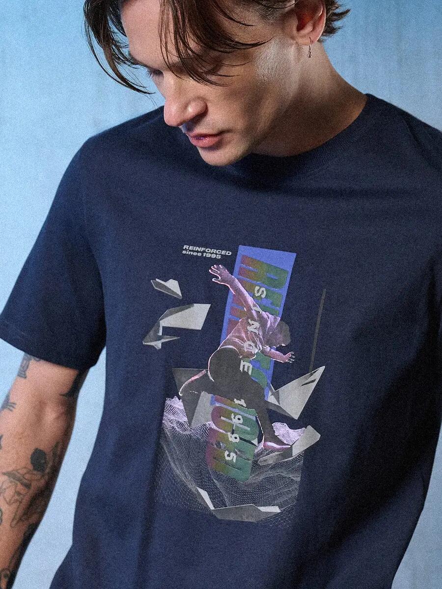 T-shirt regular z nadrukiem męski 4F 4FRSS26TTSHM3659 4/7
