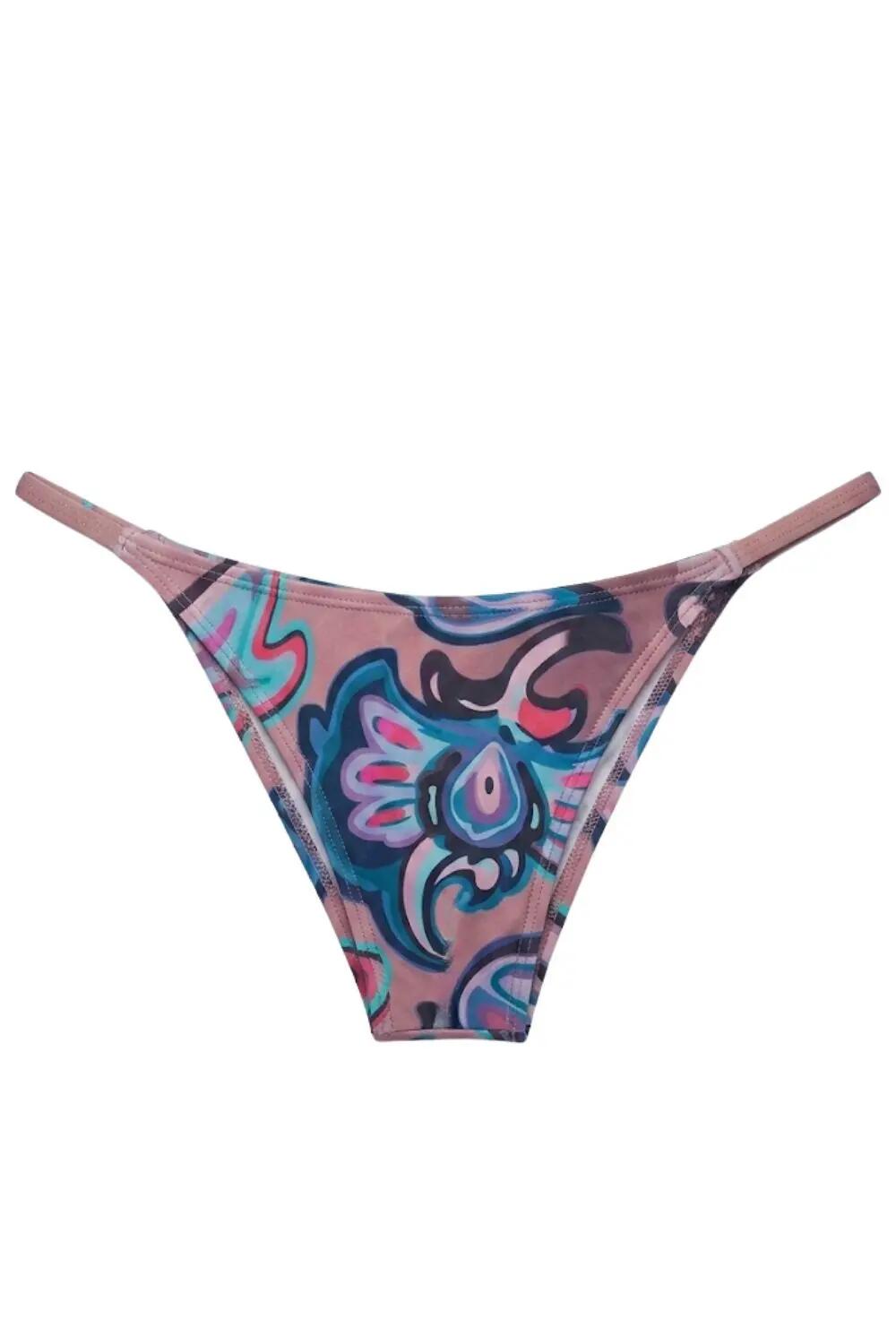 Bikini - Pływanie - Damskie - Kali - Dół tanga wzorzysty brązowy 2/3