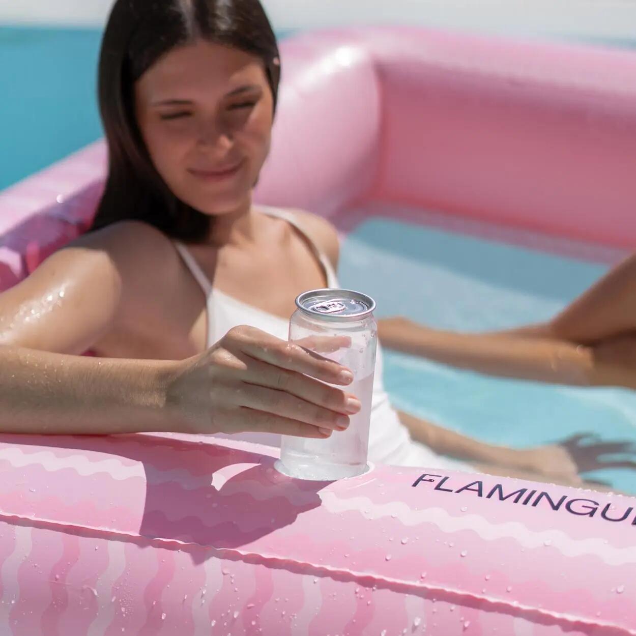 Flamingueo Colchoneta Hinchable Doble PVC Con Rejilla Rosa 5/6