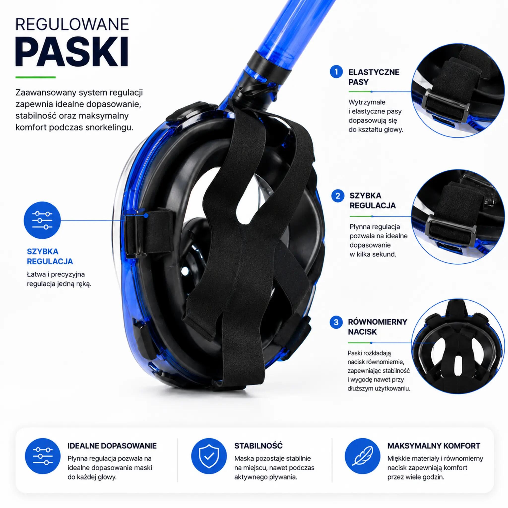 Maska Do Nurkowania Panoramiczna Pełnotwarzowa 180° No Fog Weep Lg Pro L/Xl 5/11