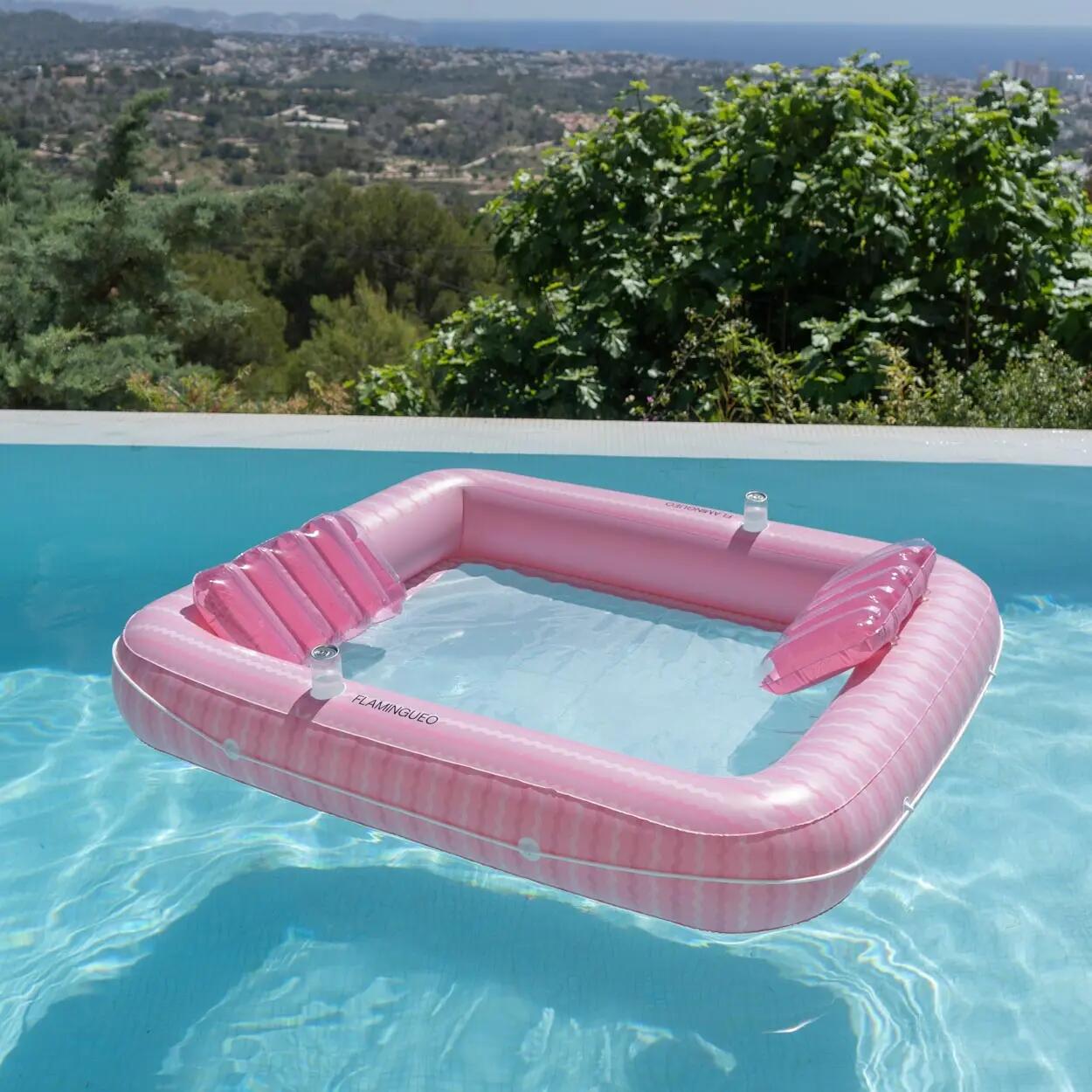 Flamingueo Colchoneta Hinchable Doble PVC Con Rejilla Rosa 2/6