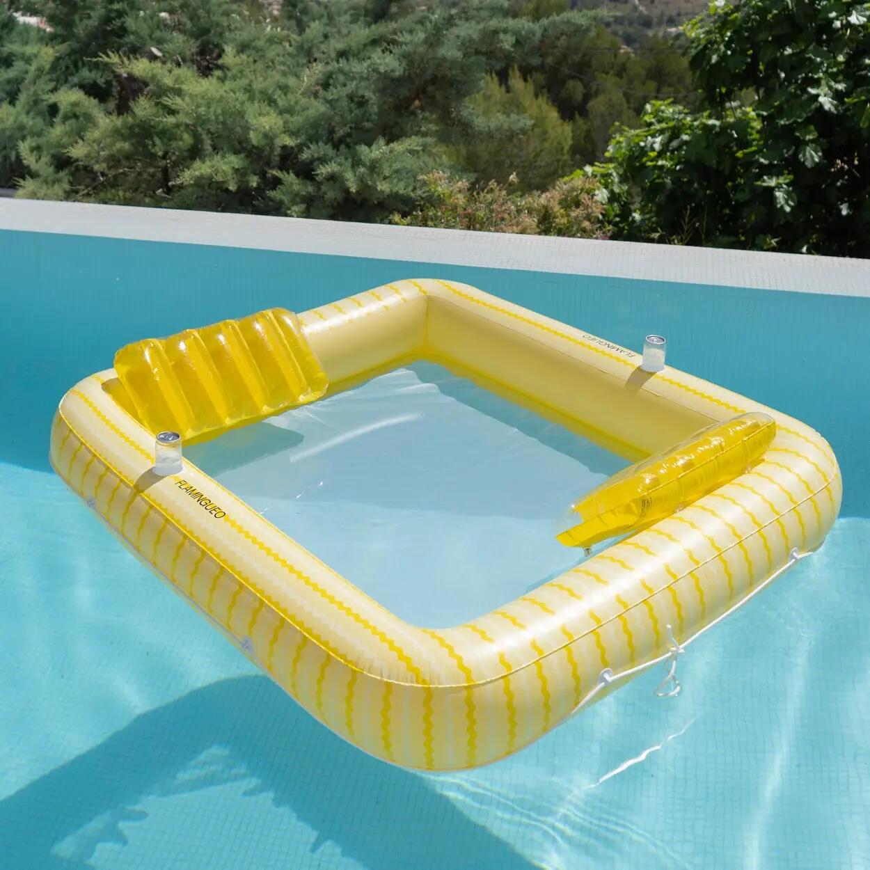 Flamingueo Doppel-PVC Aufblasbare Matte mit gelbem Gitter 2/7