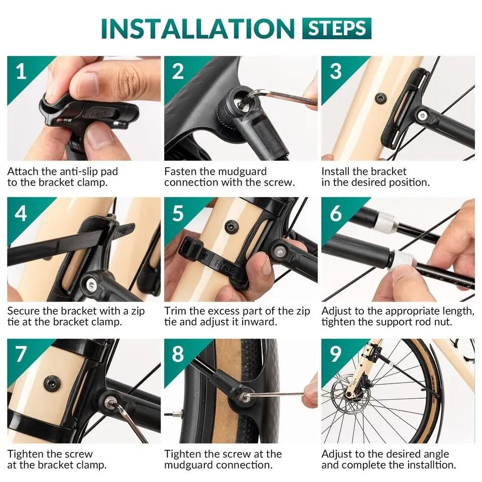 ROCKBROS Fahrradschutzblech Vorne+Hinten Verstellbare 2/7