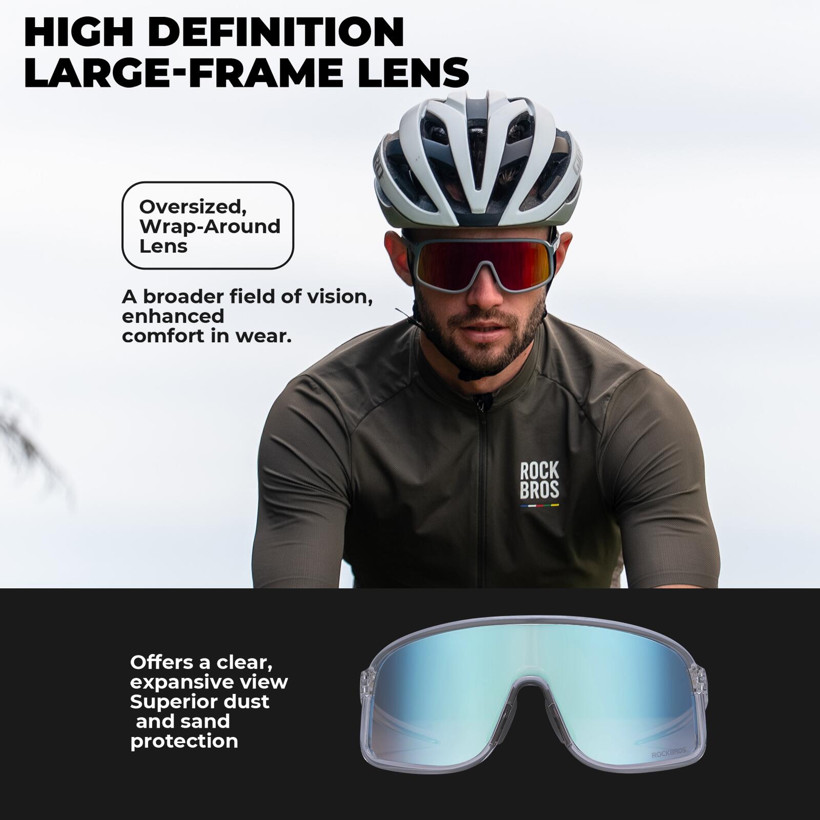 ROCKBROS Photochrome Sonnenbrille Winddichte Outdoor Fahrrad Sportbrille 4/6