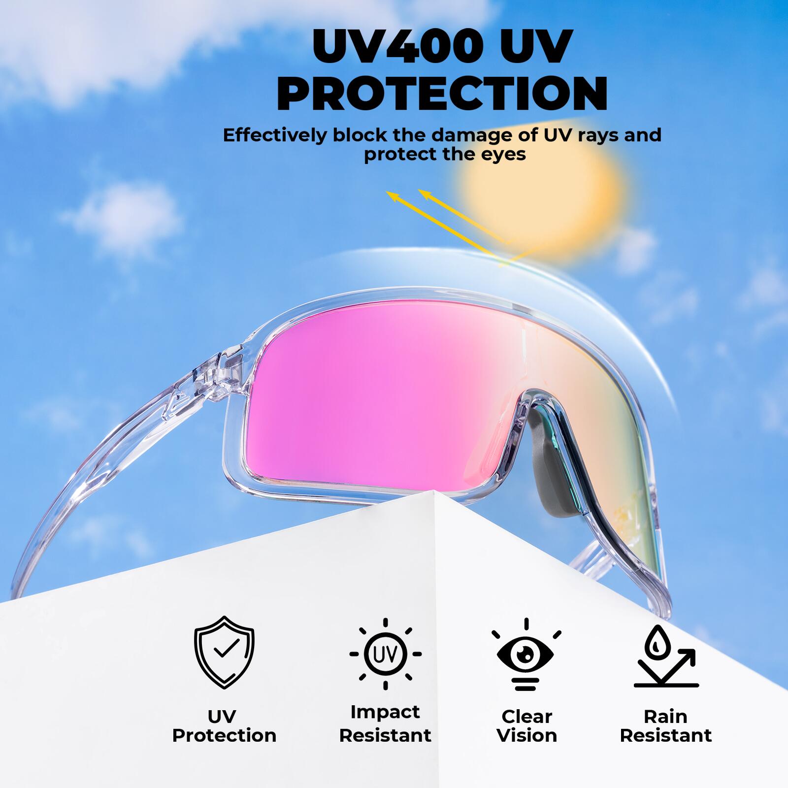 ROCKBROS Photochrome Sonnenbrille Winddichte Outdoor Fahrrad Sportbrille 2/6