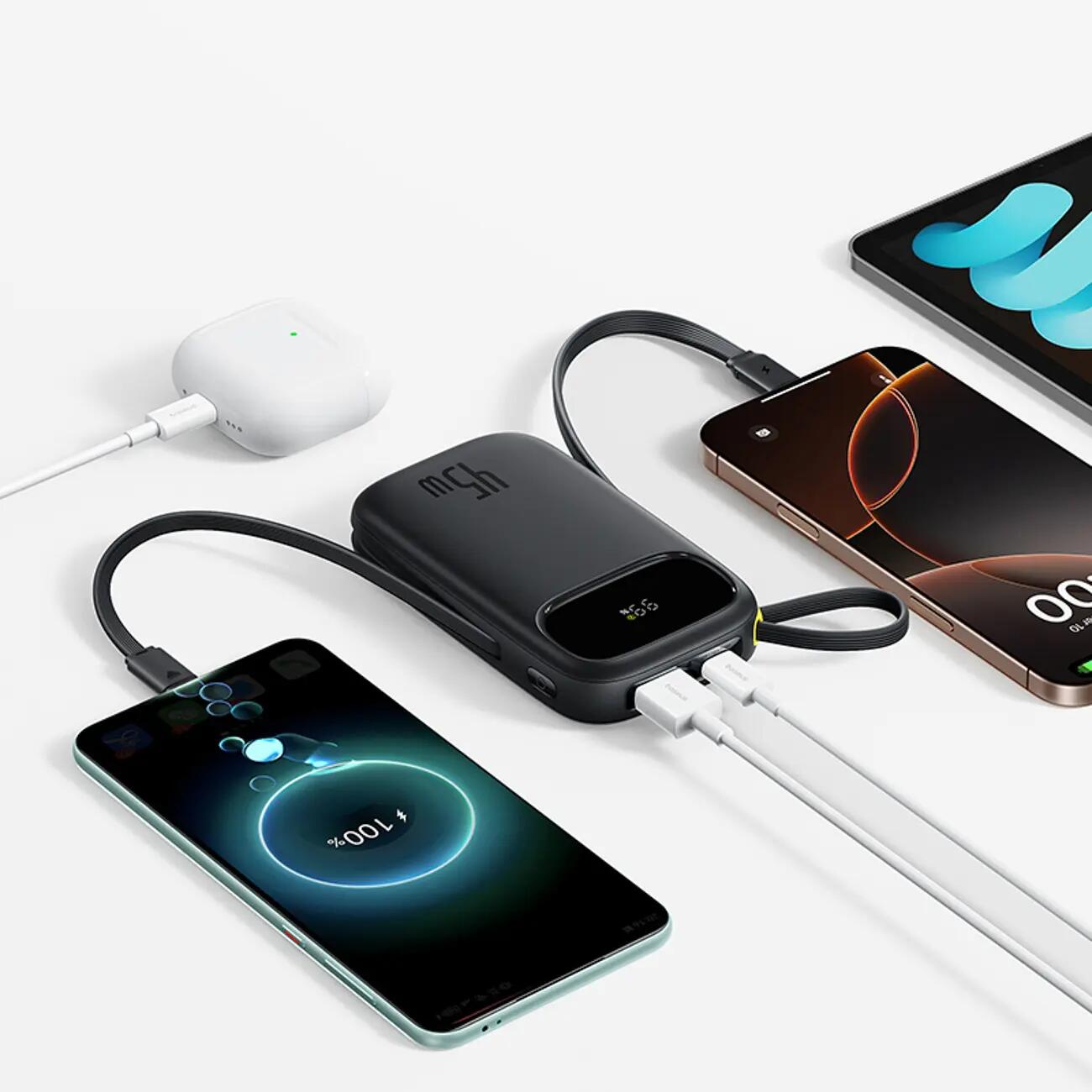 Powerbank Baseus 20000mAh 45W wbudowane kable USB-C 2/7