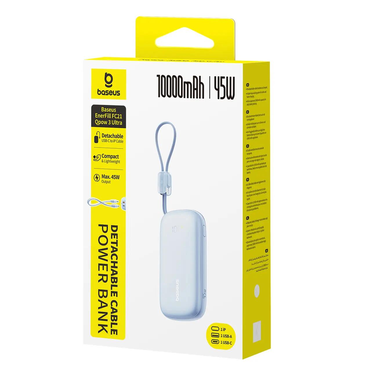 Powerbank Baseus 10000mAh 45W odłączany kabel USB-C/ lightning 7/7