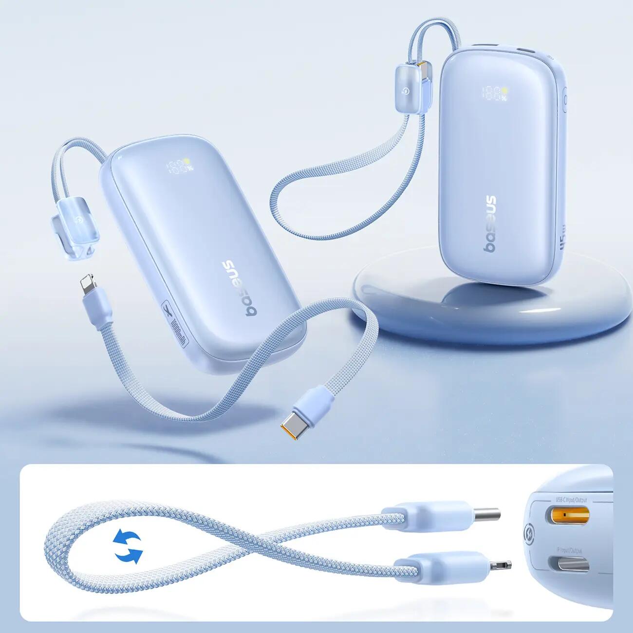 Powerbank Baseus 10000mAh 45W odłączany kabel USB-C/ lightning 4/7
