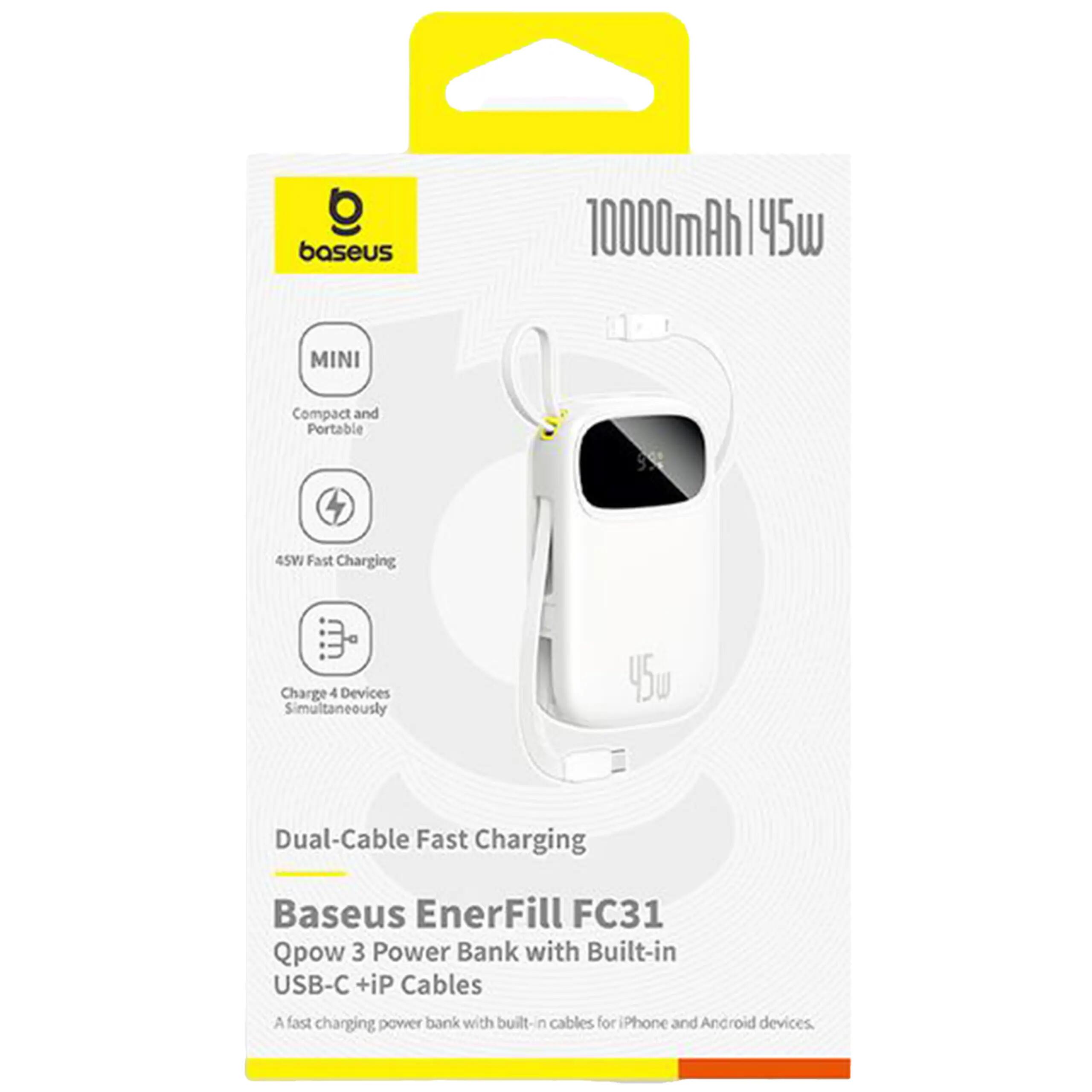 Powerbank Baseus 10000 mAh 45W z kablem USB-C  lightning 7/7
