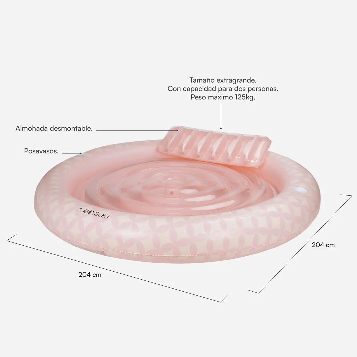 Flamingueo Giant Schwimmbecken Aufblasbare Sonnenliege PVC Pink 6/7