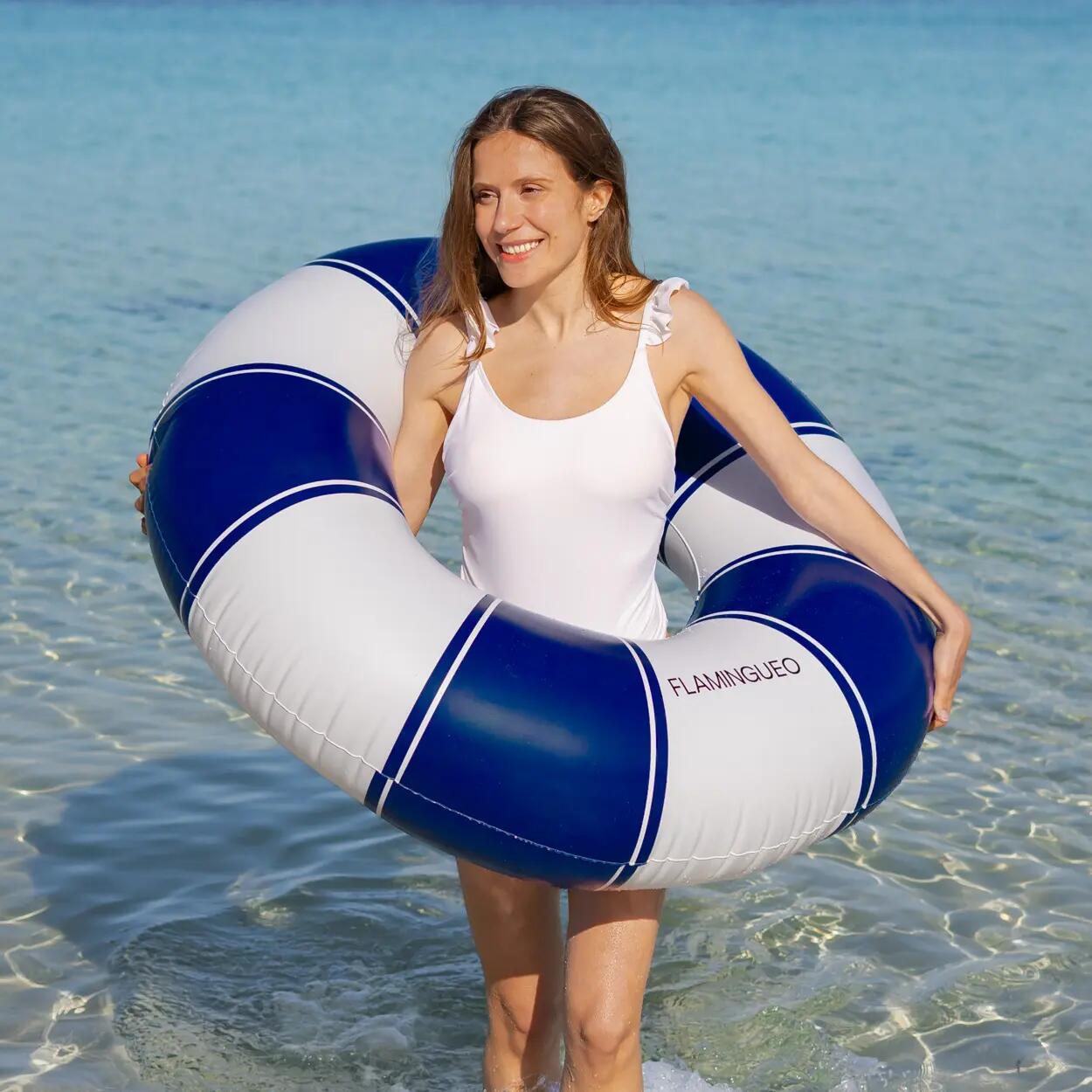 Flamingueo aufblasbarer PVC-Donut-Schwimmer in Blau 3/6