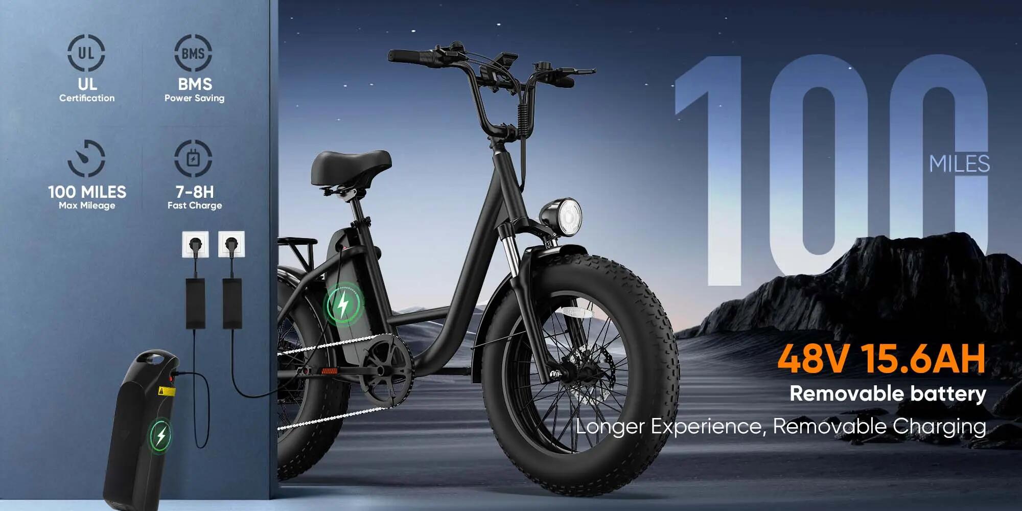 Bicicleta elétrica para adultos URLIFE E20 PRO Bateria 48V 15.6AH 9/15