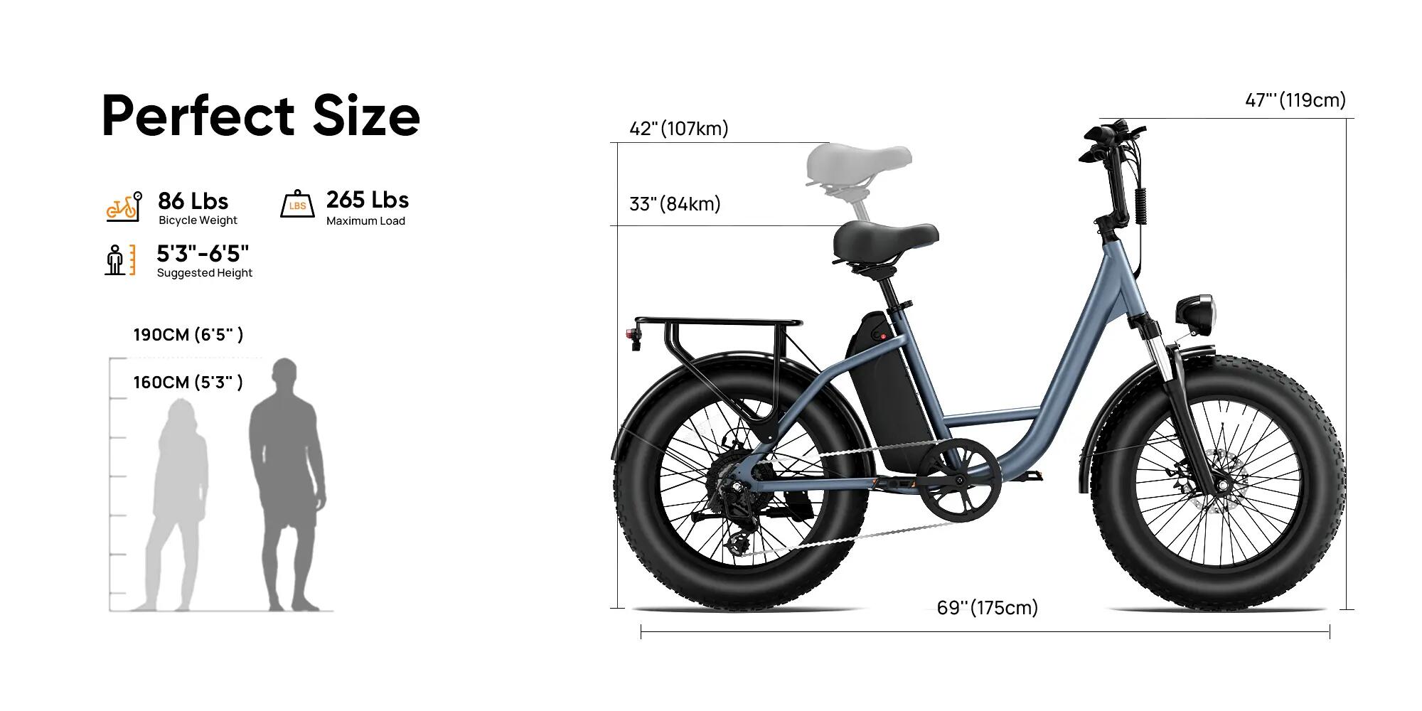 Bicicleta elétrica para adultos URLIFE E20 PRO Bateria 48V 15.6AH 8/15