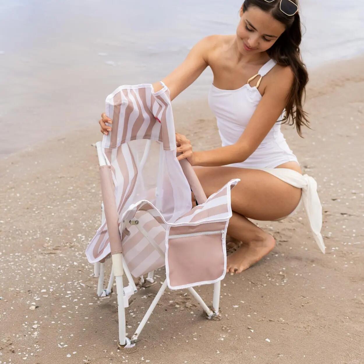 Flamingueo leichter gepolsterter strandstuhl stahl polyester beige 3/7