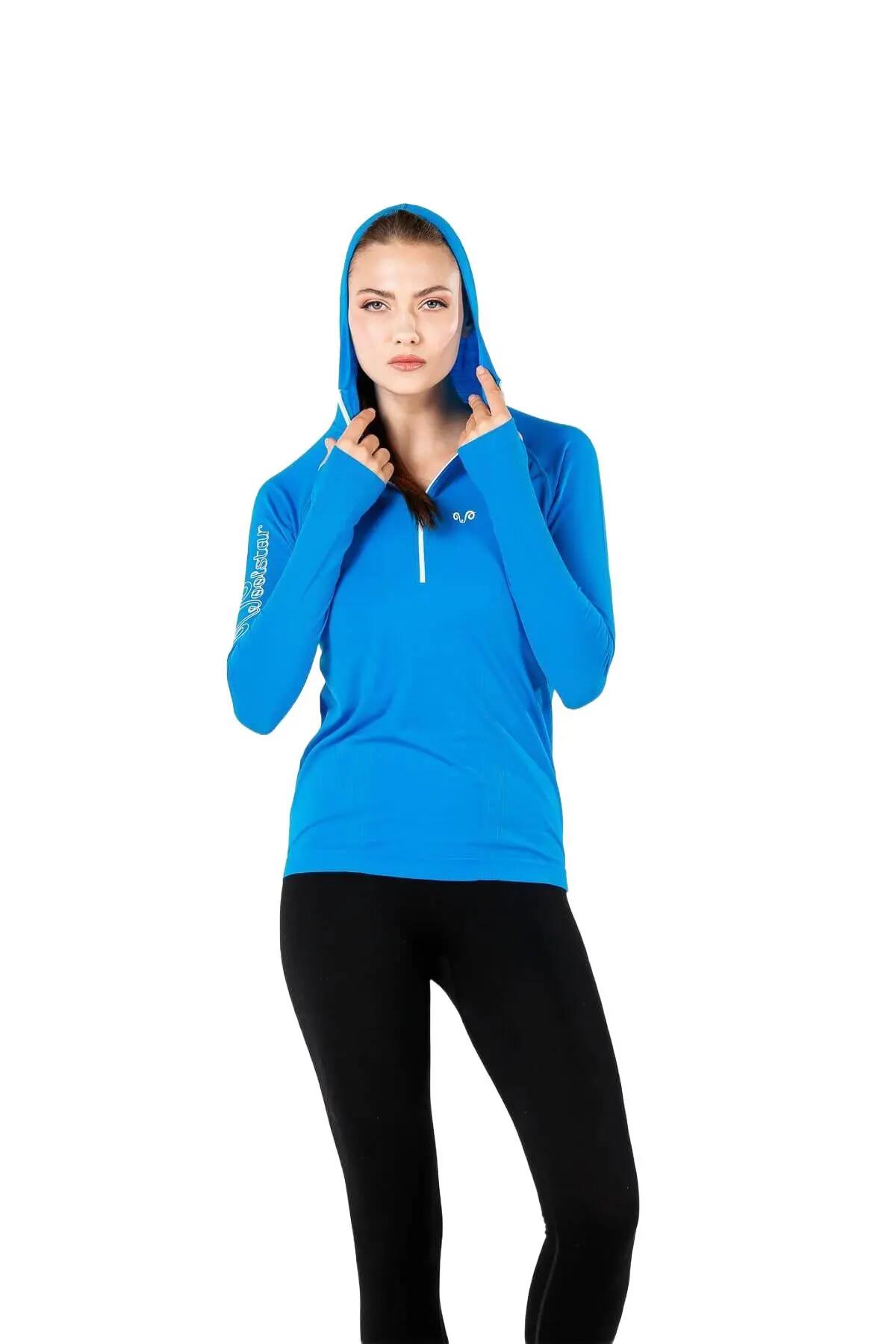 Docca - Sportowa Bluza z Kapturem, Bezszwowa, S, Turkusowy 1/4