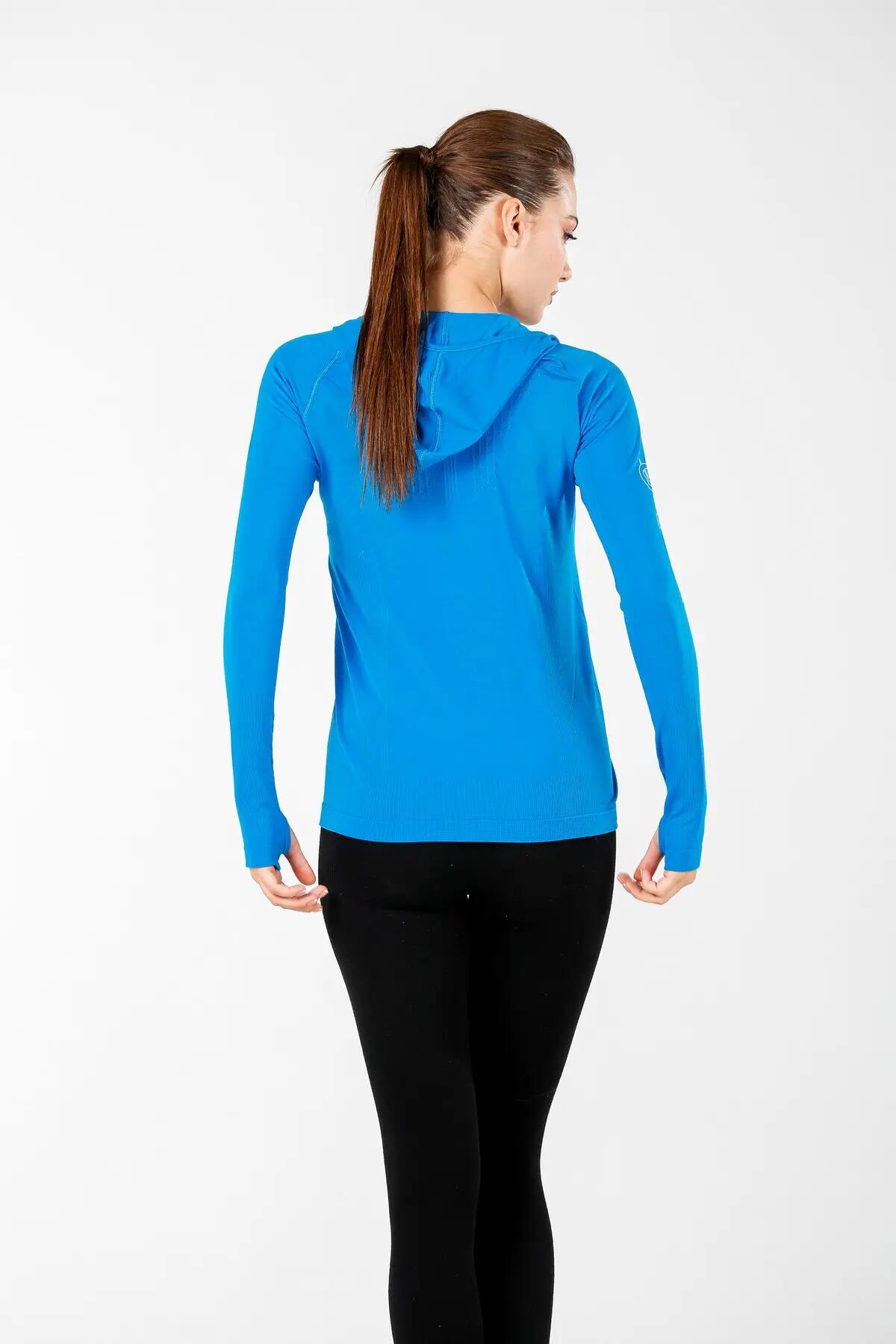 Docca - Sportowa Bluza z Kapturem, Bezszwowa, S, Turkusowy 4/4