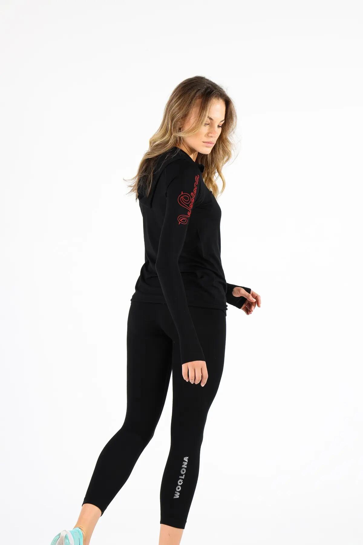 Docca - Sportowa Bluza z Kapturem, Bezszwowa, M, Czarny 4/4