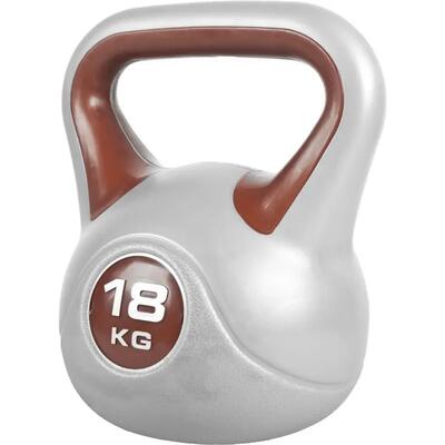 Kettlebell trendy - kunststof - 5 kg - grijs - blauw