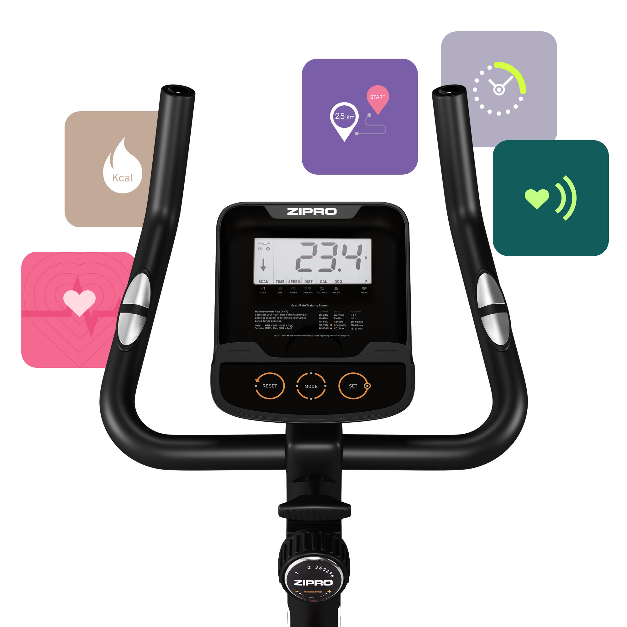 Vélo d'appartement magnétique Zipro Nitro RS pour fitness et cardio 9/16