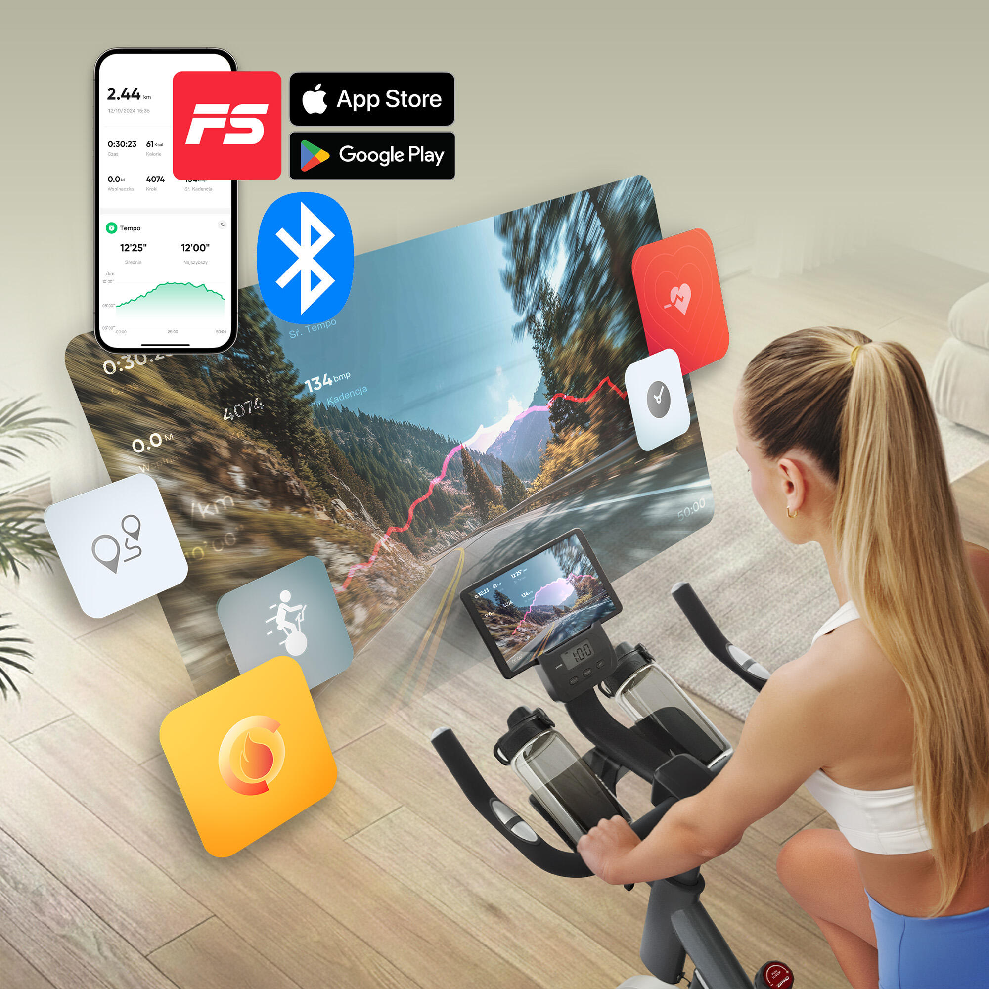 Bicicleta Ciclo Indoor Zipro Modo Bluetooth FitShow 11/15