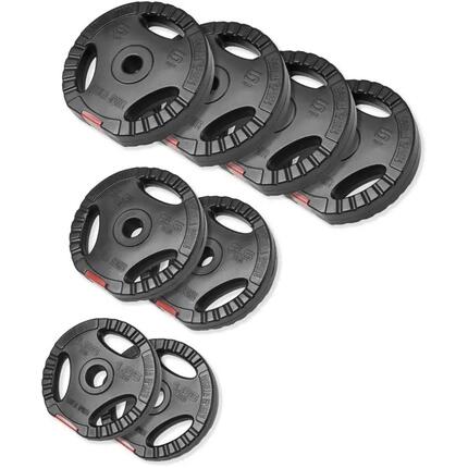 Lot de 8 disques de poids en plastique avec poignées - Poids total de 27,5 KG