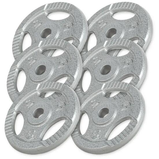 Gewichten - Set 30 kg - 6 x 5 kg - Gripper Gietijzer - 30 mm
