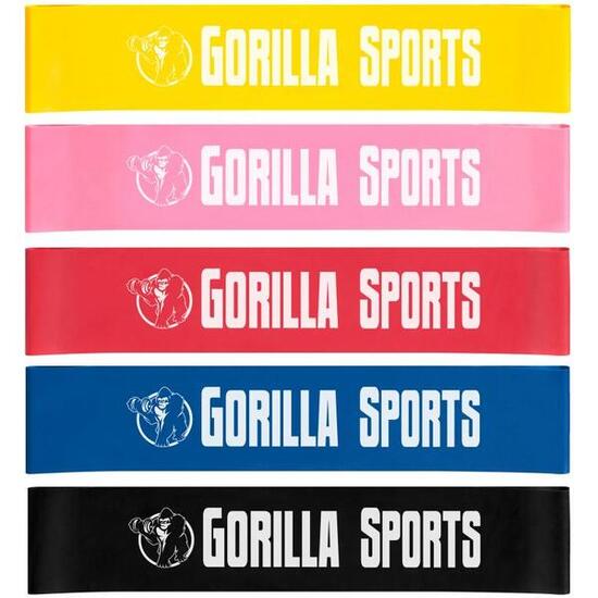 Zestaw 5 taśm oporowych fitness Gorilla Sports 50 cm