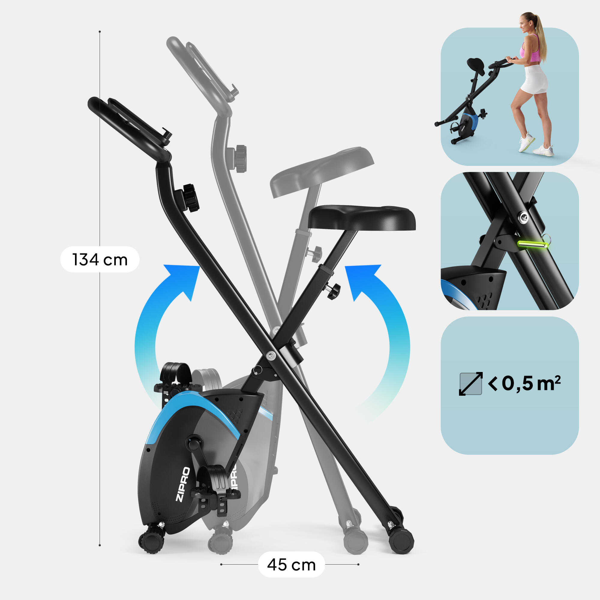 Vélo d'appartement pliable Zipro Future X magnétique pour fitness et cardio 9/16