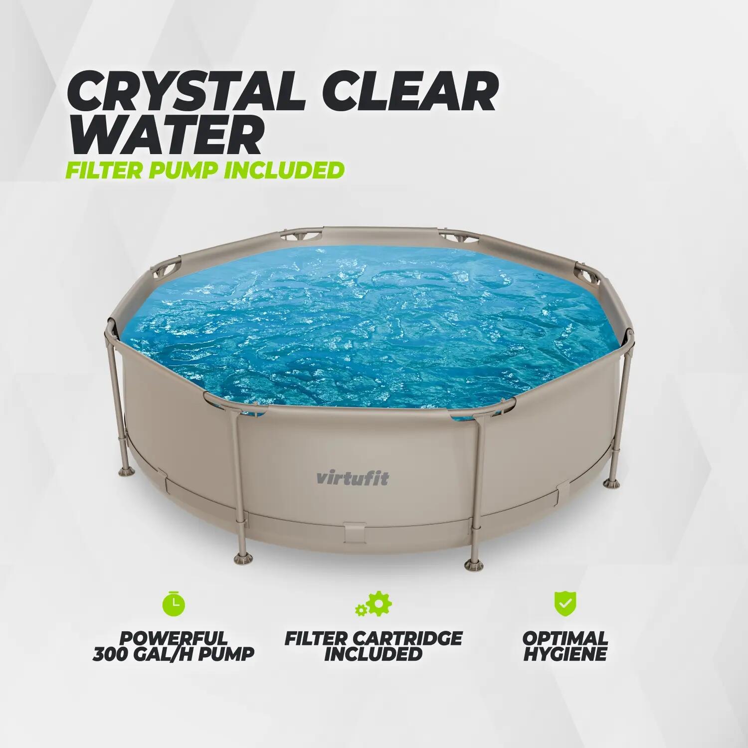 Swimming Pool - Round - Ø244 x 76 cm - Beige - Including Filter Pump 7/7