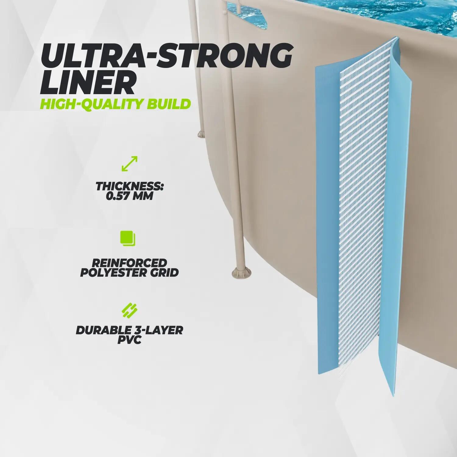 Swimming Pool - Round - Ø244 x 76 cm - Beige - Including Filter Pump 6/7