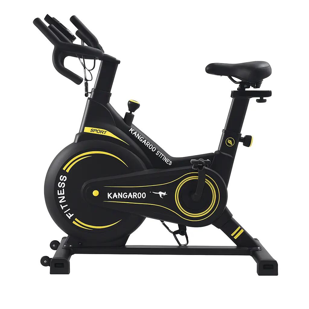 Kangaroo Fitness Magnetic Friction Spin Bike (Black/Yellow) – Heavy Duty 150kg