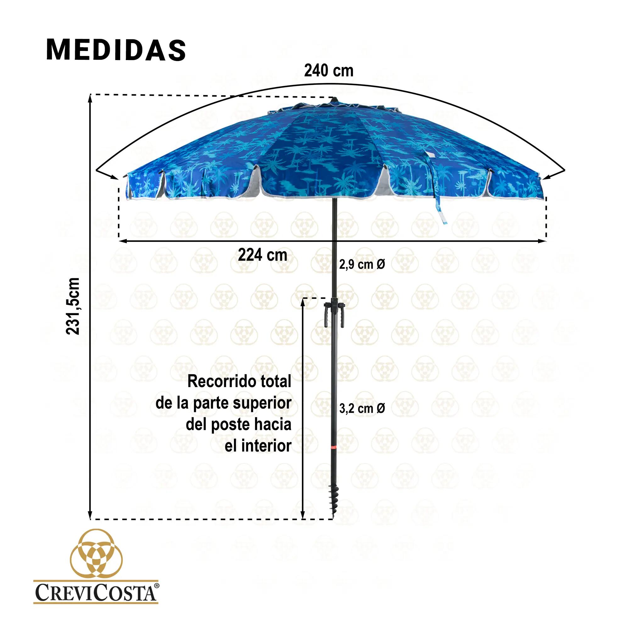 Sombrilla 240 cm NUEVO poste enroscador y colgador - CREVICOSTA Bahamas 5/6