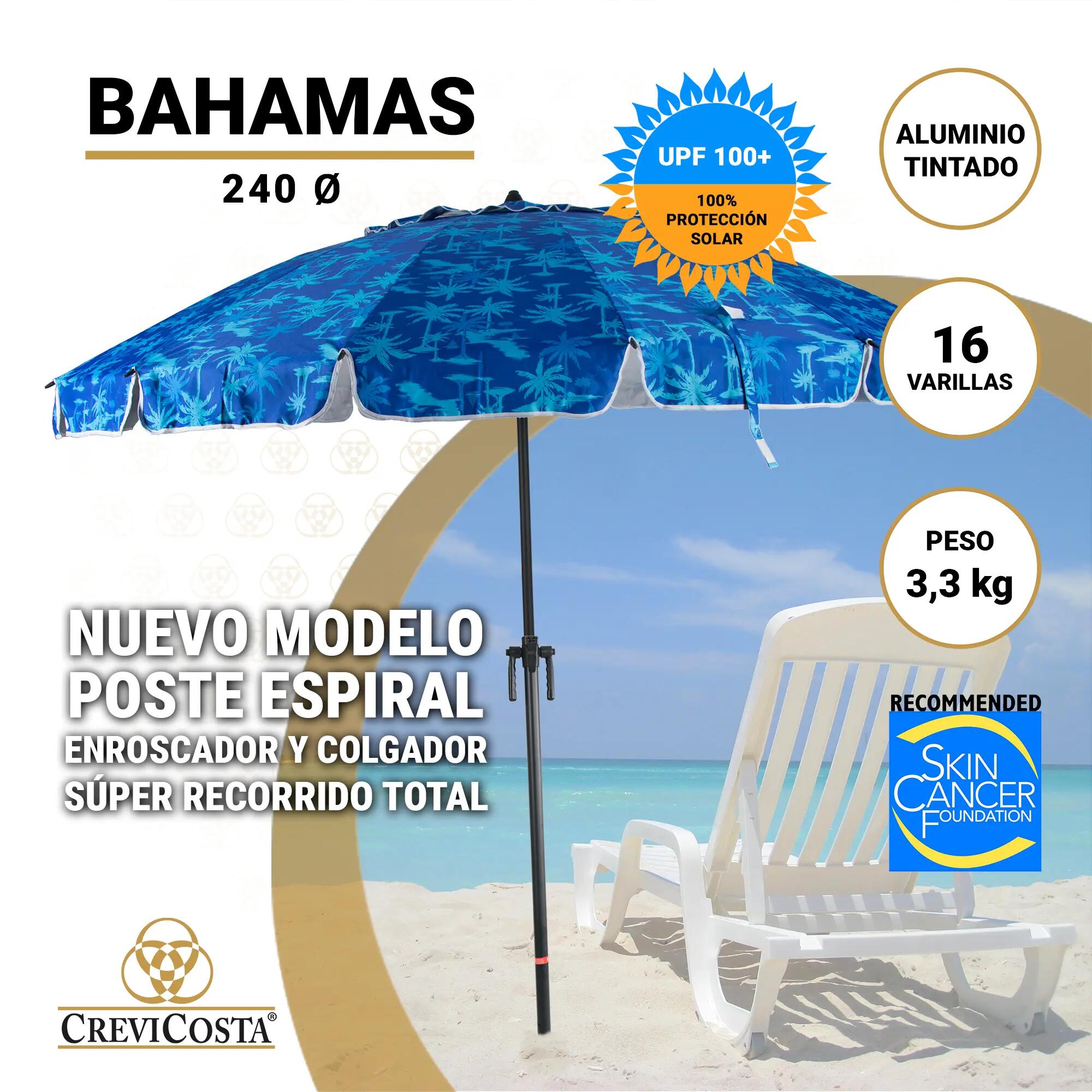 Sombrilla 240 cm NUEVO poste enroscador y colgador - CREVICOSTA Bahamas 2/6