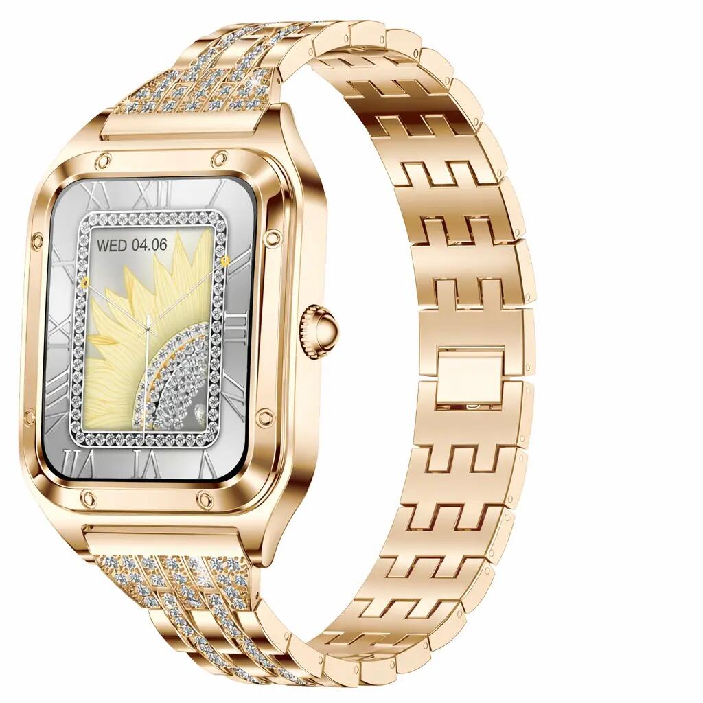 Smart Fitness Watch Bluetooth Call Blood Pressure Sports Watch Steel Gold