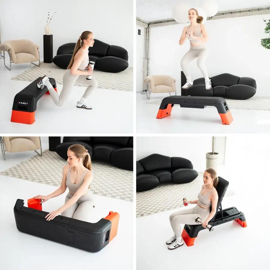 Regulowany Step Fitness Pro - Czarny/Pomarańczowy 6/7