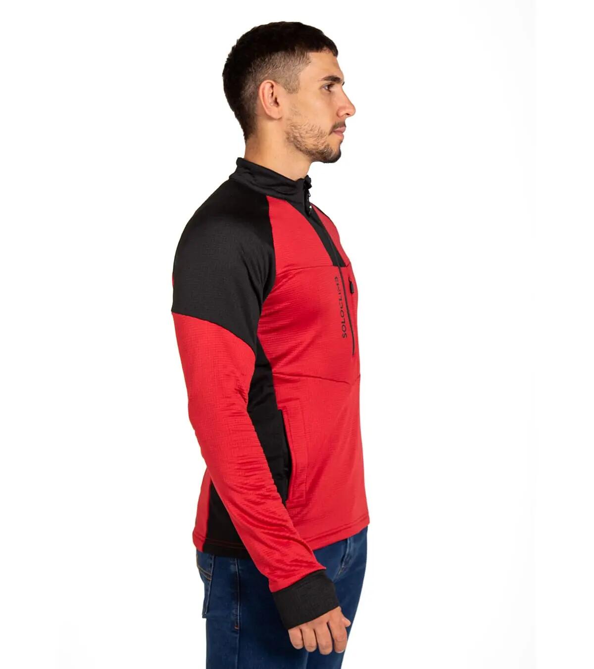 Forro polar Técnico de Montaña Transpirable Hornet Mao Hombre Negro/Rojo 4/5