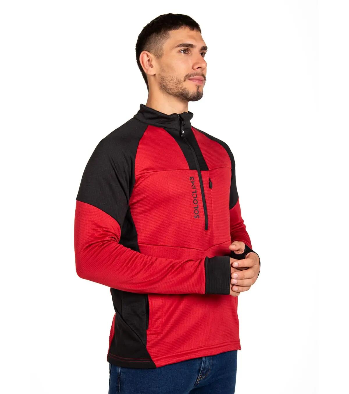 Forro polar Técnico de Montaña Transpirable Hornet Mao Hombre Negro/Rojo 3/5
