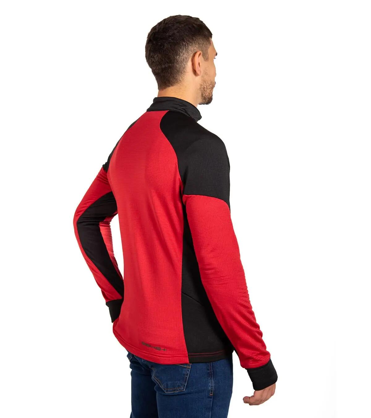 Forro polar Técnico de Montaña Transpirable Hornet Mao Hombre Negro/Rojo 2/5