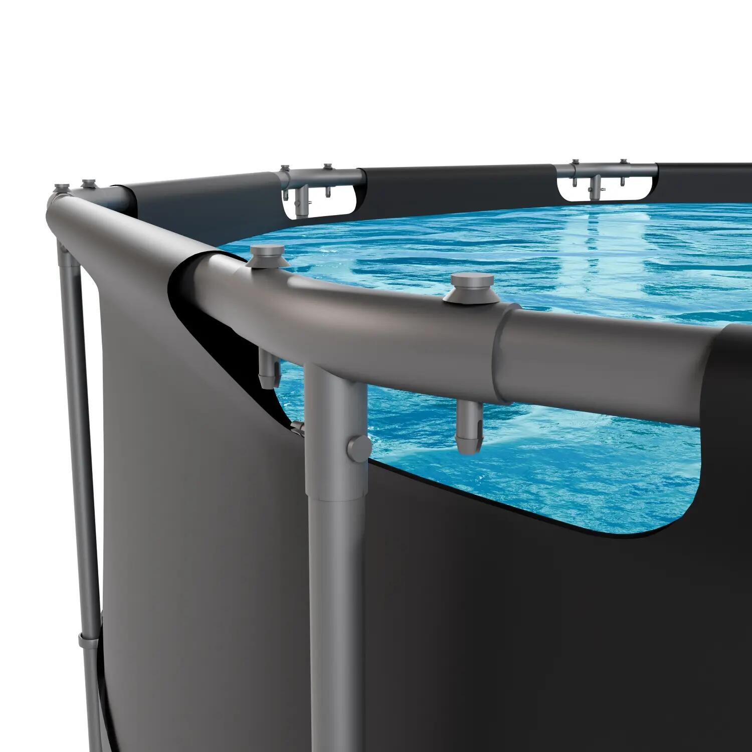 Swimming Pool - Round - Ø366 x 100 cm - Anthracite - Including Filter Pump 7/7