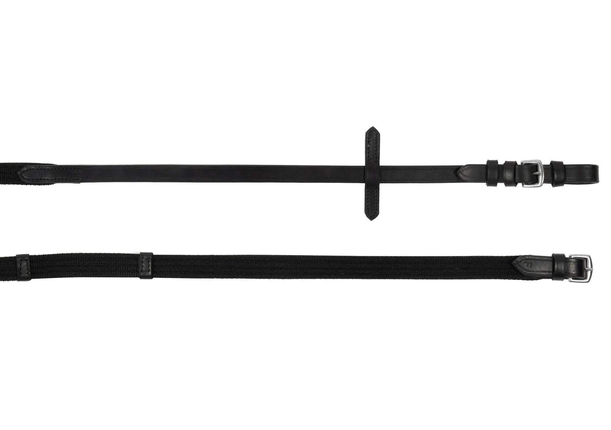 Hans Melzer Zügel Gurt schwarz/silber Warmblut 1/1