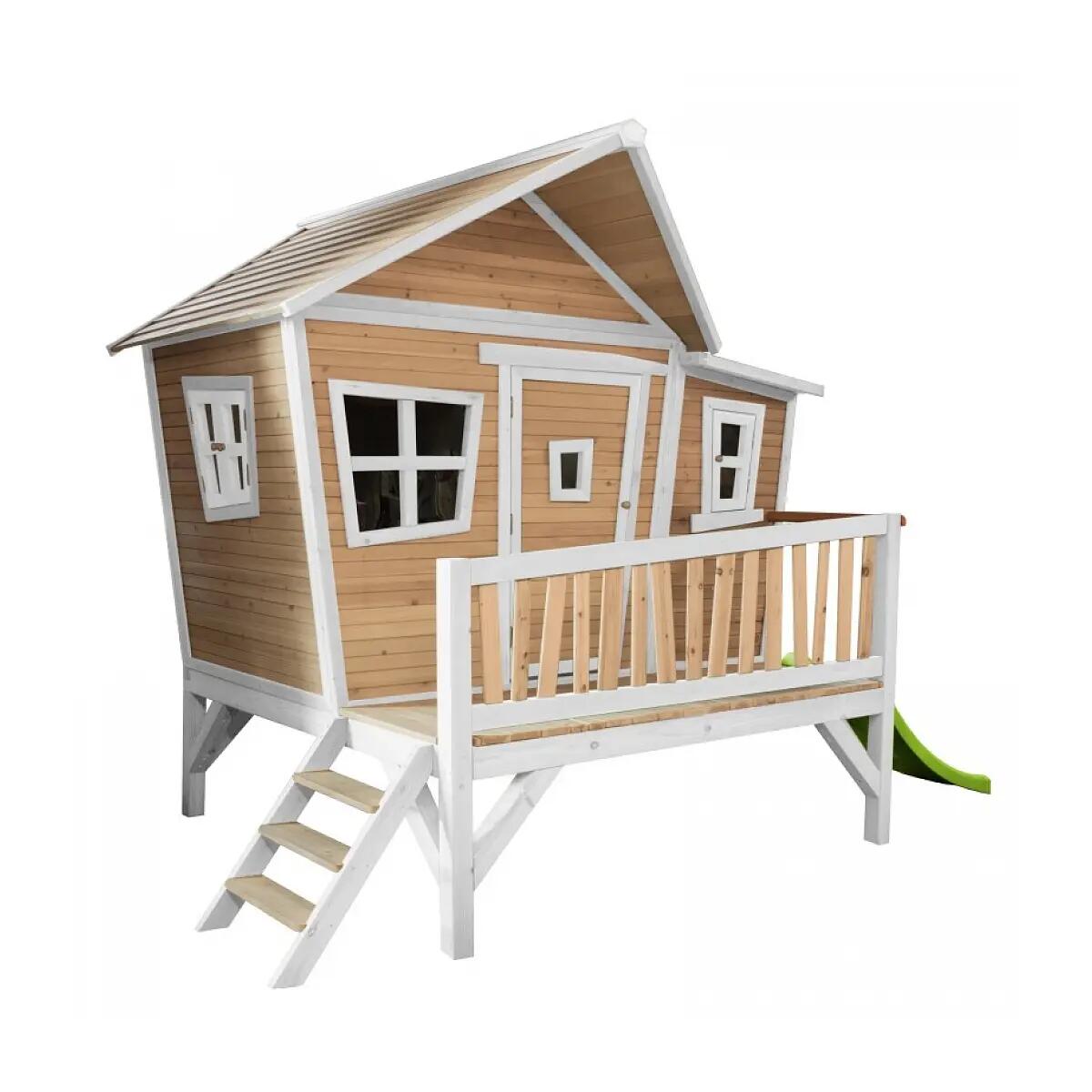 AXI Maisonette EMMA Brown White mit Rutsche Lime 2/3
