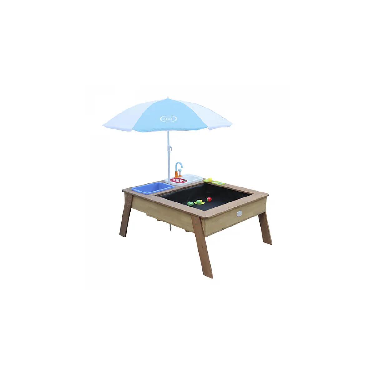 AXI Linda Sand- und Wassertisch mit Küche und Spüle Braun Regenschirm Blau Weiß 2/6
