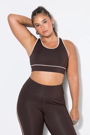 Femme Soutien-gorge de sport avec doublure en mesh et passepoil blanc