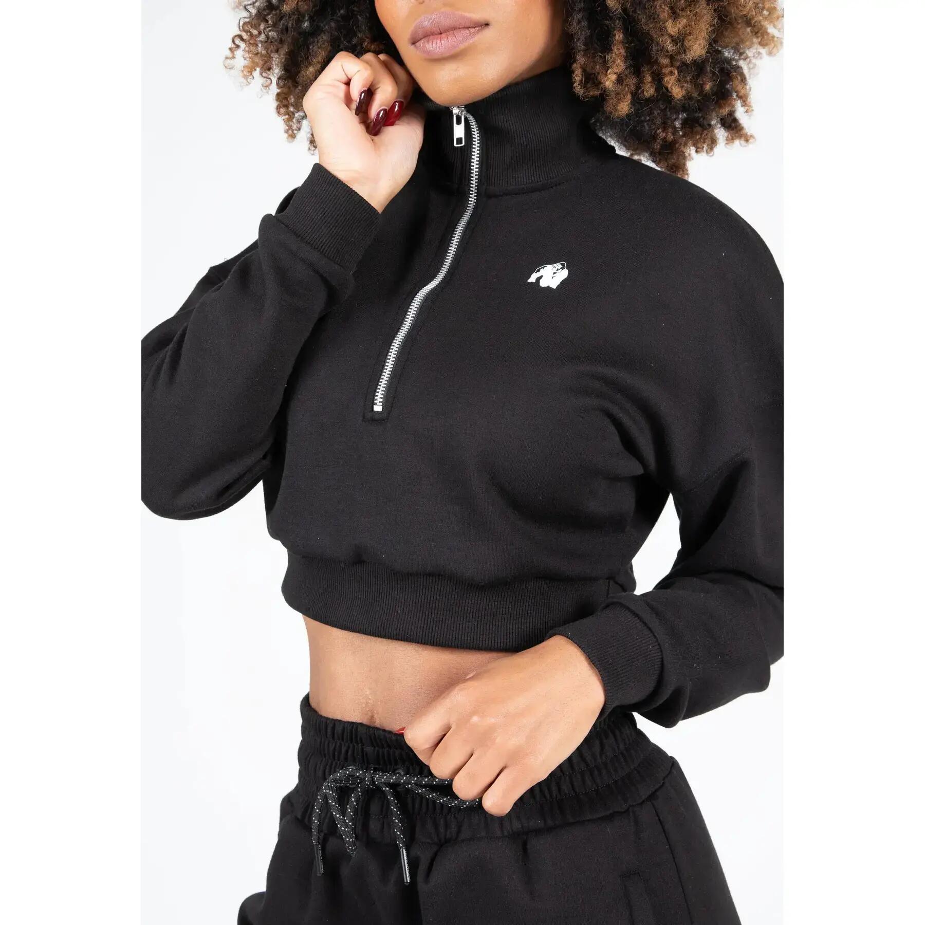Ocala Cropped Sweat-shirt à demi-zip - Noir 6/7