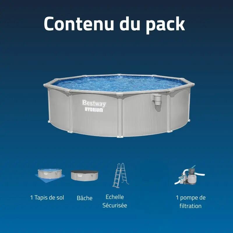 Bestway Piscine acier ronde Bestway Hydrium 457 x 122 cm gris clair 4/7