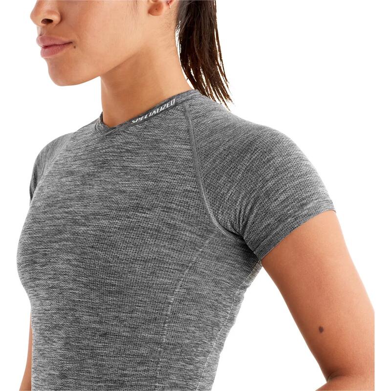 Tricou ciclism maneca scurta pentru femei Seamless Base Layer SS - gri melanj