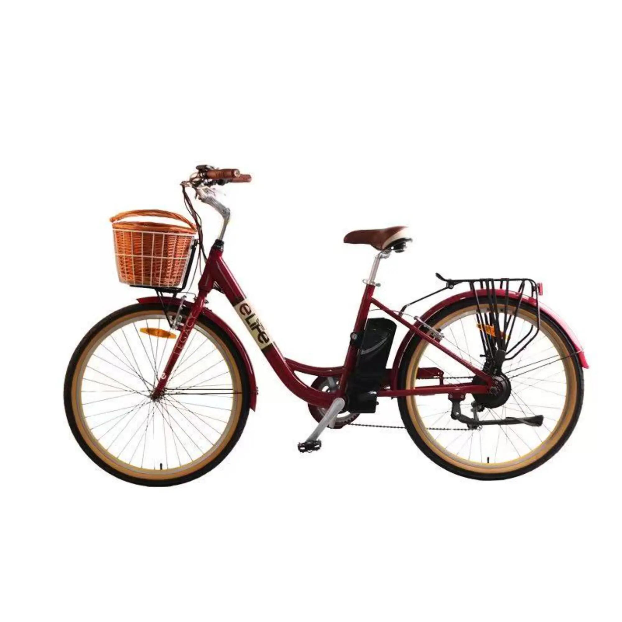 26" Red Steel 6 Speed Electric Bicycle Legacy