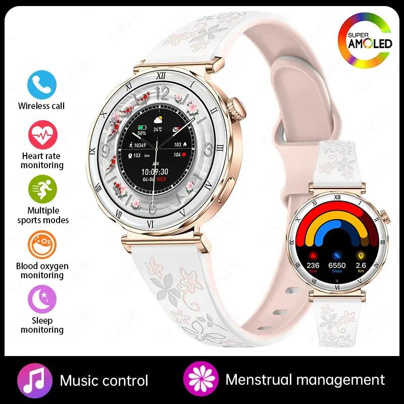 Ultra Thin AMOLED Smart Watch Bluetooth Call Fitness Tracker White Pink